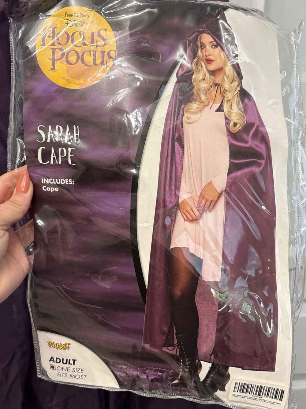 Disney Hocus Pocus Sarah Purple Hooded Witch Cape
